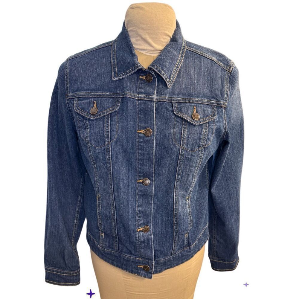 Faded Glory Women’s Denim Jacket Sz. M Classic Lightweight Packable Southwest